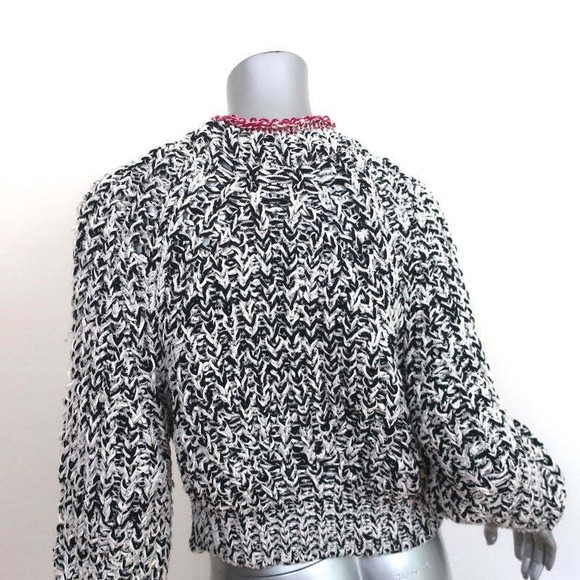 Isabel Marant Pullover Sweater Wenji White/Black Cotton-Blend Loose Knit Size 34 - Picture 5 of 8